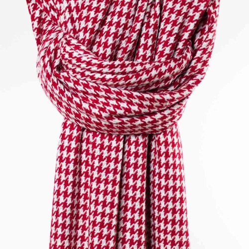 szal koc oversize damski z kaszmiru i welny w czerwona pepitke