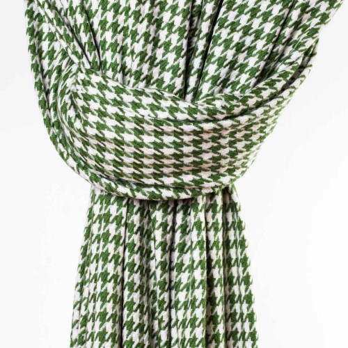 szal koc damski oversize z kaszmiru i welny w pepitke zielony