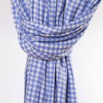 SZAL Z KASZMIRU I WEŁNY oversize 03 niebieska pepitka