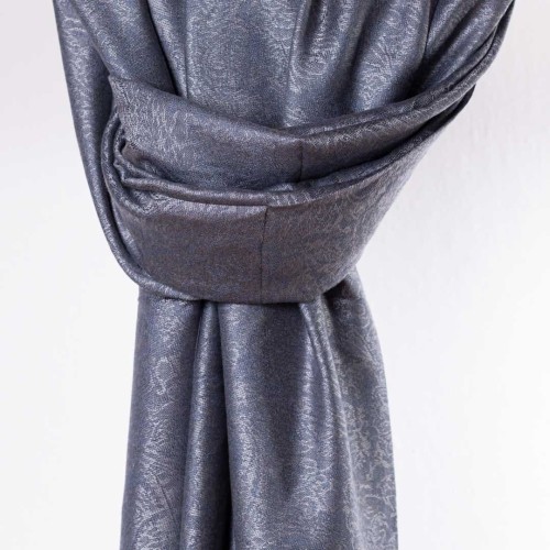 elegancki szal satynowy damski grafitowy szary srebrny