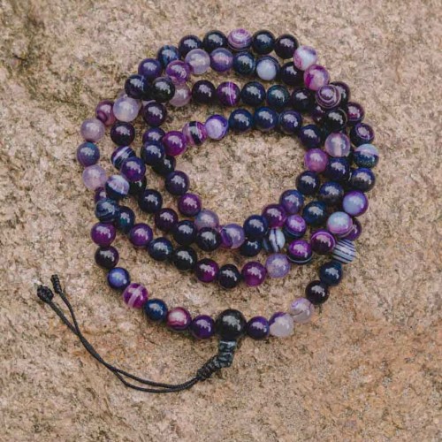 mala buddyjska do medytacji agat fioletowy