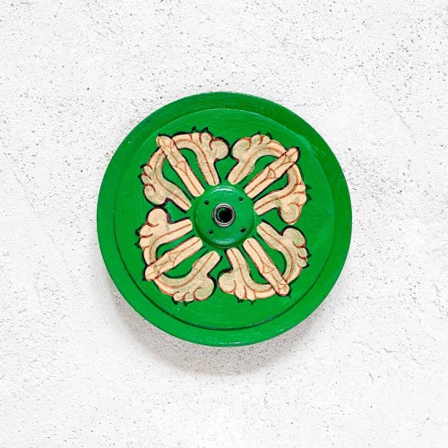 drewniana zielona podstawka pod kadzidla i kadzidelka w patyczkach dorje vajra