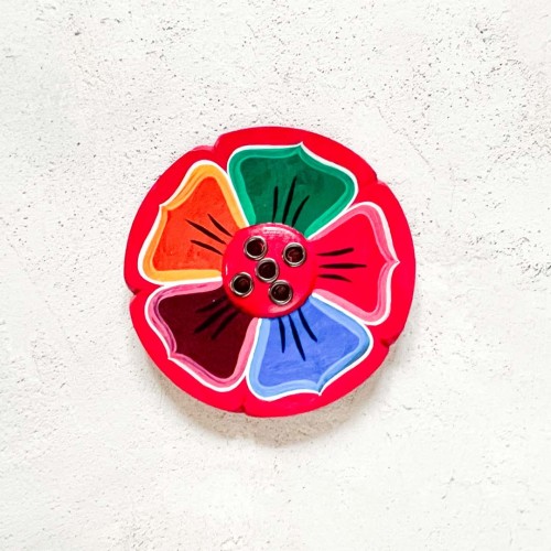 drewniana kolorowa podstawka pod kadzidla i kadzielka w patyczkach kwiat lotosu