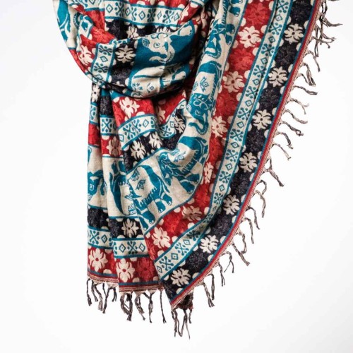 damski szal kocyk w kolorowe wzory etno boho