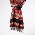 dlugi kolorowy czerwony czarny szal szalik we wzory boho na jeien na zime