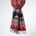 damski szal koc w kolorowe wzory etno boho czerwony