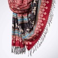 damski szal koc w kolorowe wzory etno boho czerwony