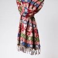 damski szal kocyk w kolorowe wzory etno boho sloniki czerwono niebieskie