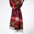 damski szal kocyk w kolorowe wzory etno boho czerwony
