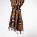 damski szal kocyk w kolorowe wzory etno boho bursztynowy
