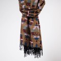 damski szal kocyk w kolorowe wzory etno boho z frędzlami