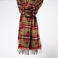 damski szal kocyk w kolorowe wzory etno boho bursztynowy