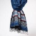damski szal kocyk w kolorowe wzory etno boho niebieski