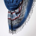 damski szal kocyk w kolorowe wzory etno boho niebieski