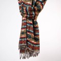 dlugi damski kolorowy szal szalik indyjski chusta we wzory miodowy bursztynowy boho na zime na jesien