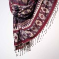 damski szal kocyk w kolorowe wzory etno boho fioletowy sliwkowy