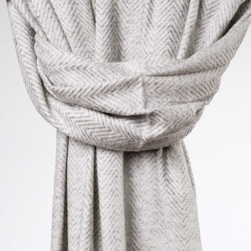 damski szal kaszmirowy welniany jasnoszary melanz