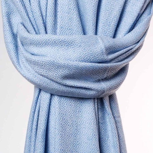 damski szal kaszmirowy welniany oversize bekitny