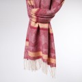 damski szal z dodatkiem kaszmiru w kolorowe wzory czerwony