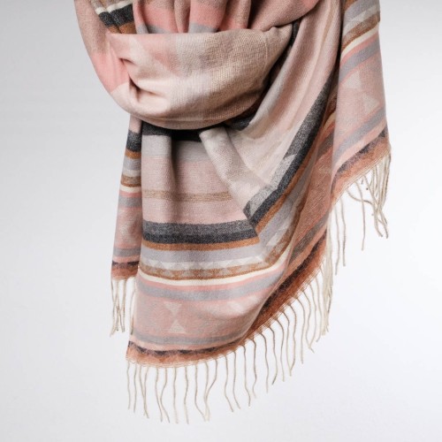 damski szal z dodatkiem kaszmiru w kolorowe pastelowe wzory