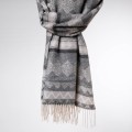 damski szal kaszmirowy z wzorami szary