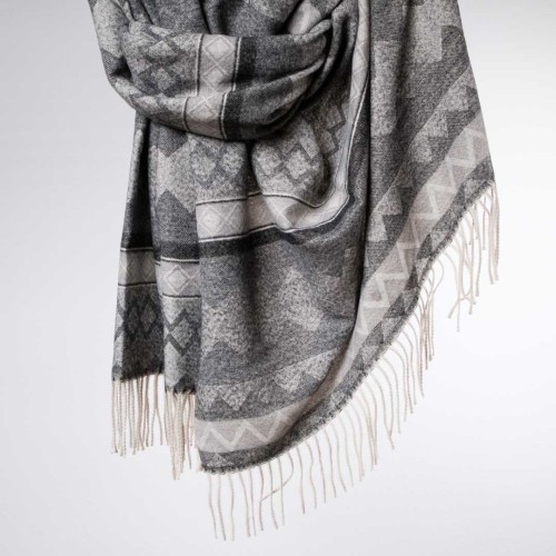 damski szal kaszmirowy z wzorami szary