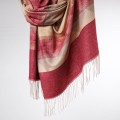 damski szal kaszmirowy w kolorowe wzory czerwony bezowy