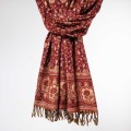 damski szal indyjski w orientalne wzory wisniowy