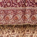damski szal kocyk indyjski w orientalne wzory czekoladowy wisniowy