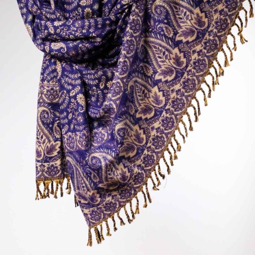 damski indyjski szal kocyk w orientalne wzory garantowy fiolet