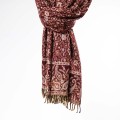 damski szal kocyk indyjski w orientalne wzory czekoladowy