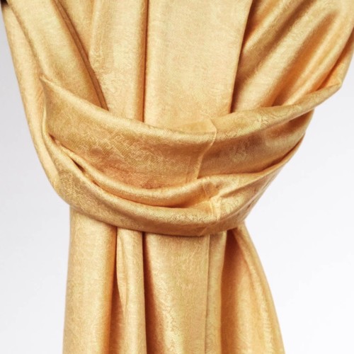 elegancki satynowy szal damski szafranowy zolty