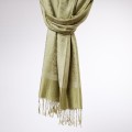 elegancki satynowy szal damski zielony oliwkowy
