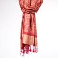 elegancki satynowy szal damski miedziany czerwony
