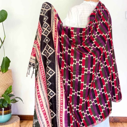 szal kocyk z wzorami etno boho