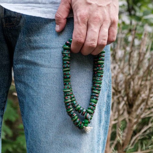 mala buddyjska do medytacji zielona kosc yaka