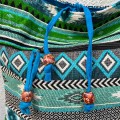 indyjska bawelniana torba boho etno hippie na co dzien na plaze festiwalowa na ramie turkusowa zielona we wzory