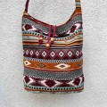 indyjska bawelniana torba we wzory hippie boho etno na ramie, na plaze, na zakupy, shopperka, wisniowa