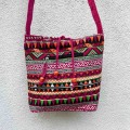 indyjska bawelniana torba na ramie we wzory, etno, boho, hippie, shoperka fuksja, rozowa