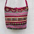 indyjska bawelniana torba na ramie we wzory, etno, boho, hippie, shoperka fuksja, rozowa