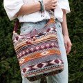 indyjska bawelniana torba we wzory hippie boho etno na ramie, na plaze, na zakupy, shopperka, wisniowa