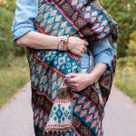 Szal ETHNO 39 morski z czarnym