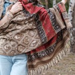 Szal ETHNO 73 złota oliwka