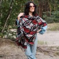 dlugi jesienny czarny czerwony szal szalik damski chusta we wzory na jesien na zime