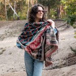 Szal ETHNO 31 morski z czerwienią