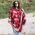 dlugi duzy czerwony jesienny damski szal szalik chusta we wzory na jesien na zime