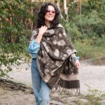 Szal ETHNO FLOWER 59 khaki