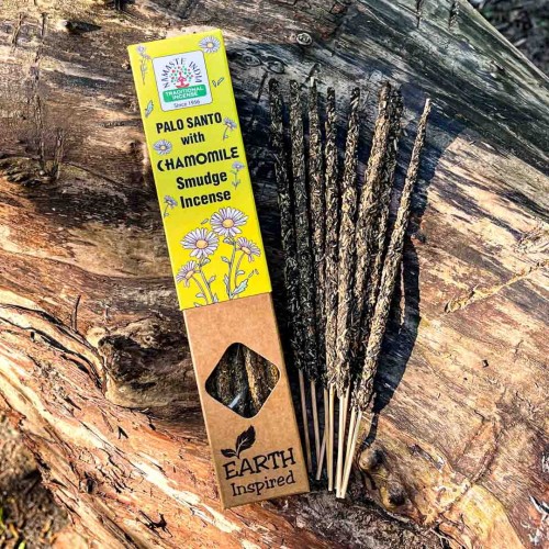 Naturalne kadzidełka indyjskie botaniczne z Palo Santo i rumiankiem – roślinna mieszanka na bazie ziół i kwiatów, ręcznie robione