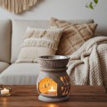 Kamienny kominek do aromaterapii w stylu boho, ręcznie rzeźbiony, ze świeczką tealight – Mandhu