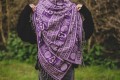 szal himalajski z Nepalu z motywem om jagodowy fiolet